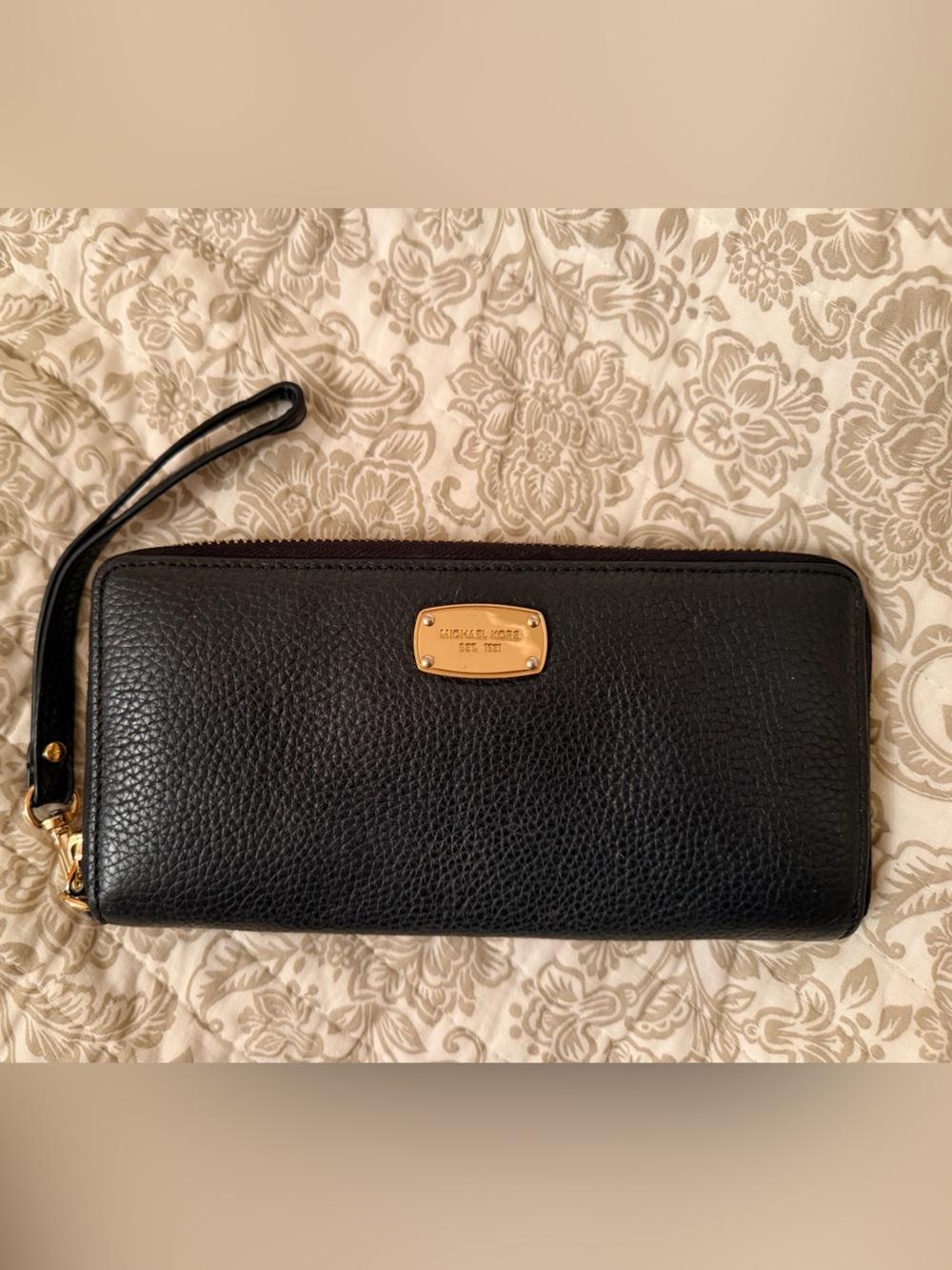 Michael Kors Black Pebbled Leather Wristlet